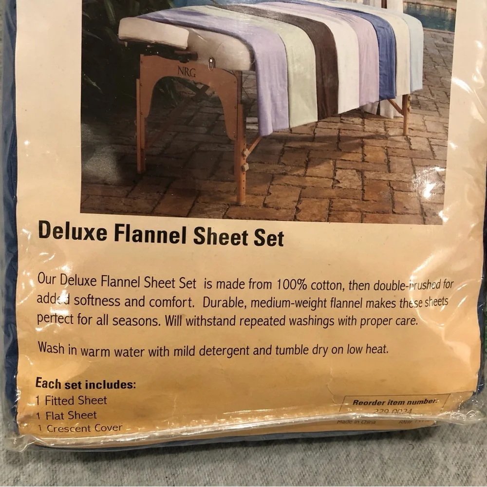 NWT - Royal Blue Massage Table NRG Deluxe Flannel Sheet Set